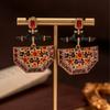 Vintage Ethnic Style Studded Geometric Earrings With Versatile High-end Temperament Antique