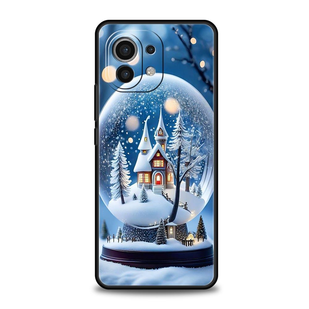 Phone Case For Xiaomi Mi 14 13 12 11 Lite 13T 12T 11x 11T 10T Pro 9T Note 10 Lite Silicone Black Cover Christmas Graphic Printed