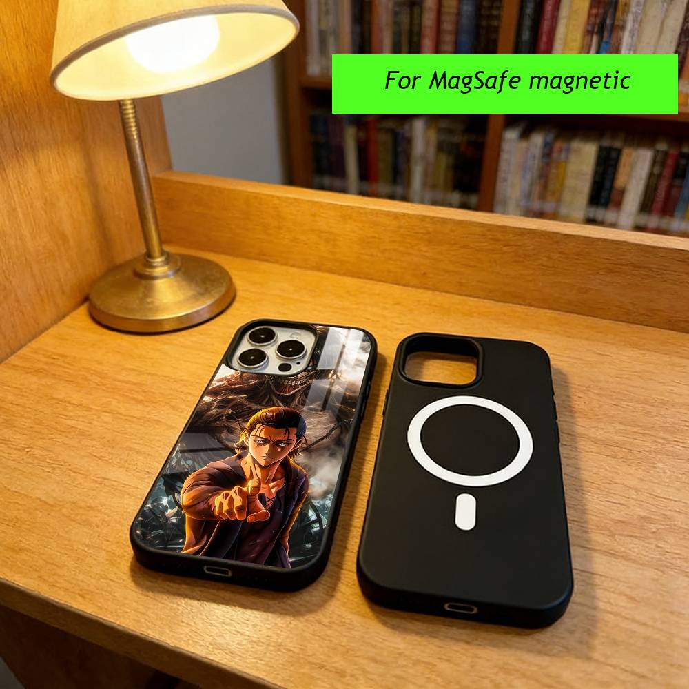 Anime A-Attack on Titan E-Eren Yeager Phone Case For iPhone17,16,15,14,13,12,11 Plus,Pro Magnetic For Magsafe Wireless Charging