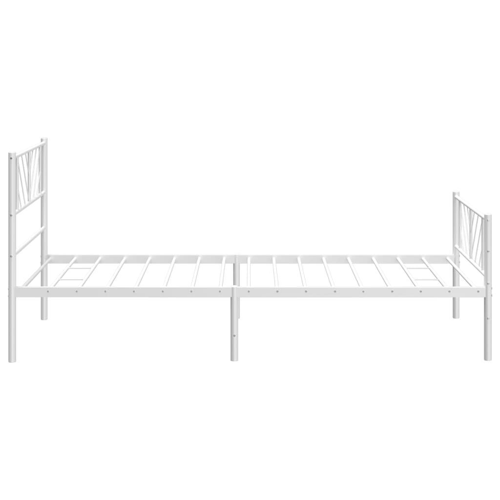 Metal Bed Frame with Headboard and Footboard White 107 X 203 Cm