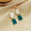 Unregelmäßige quadratische Tropfenohrringe für Damen, koreanische Mode, Mädchen, baumelnde Ohrringe, mehrfarbig, Öl, trendiges Damen-Ohr-Accessoire