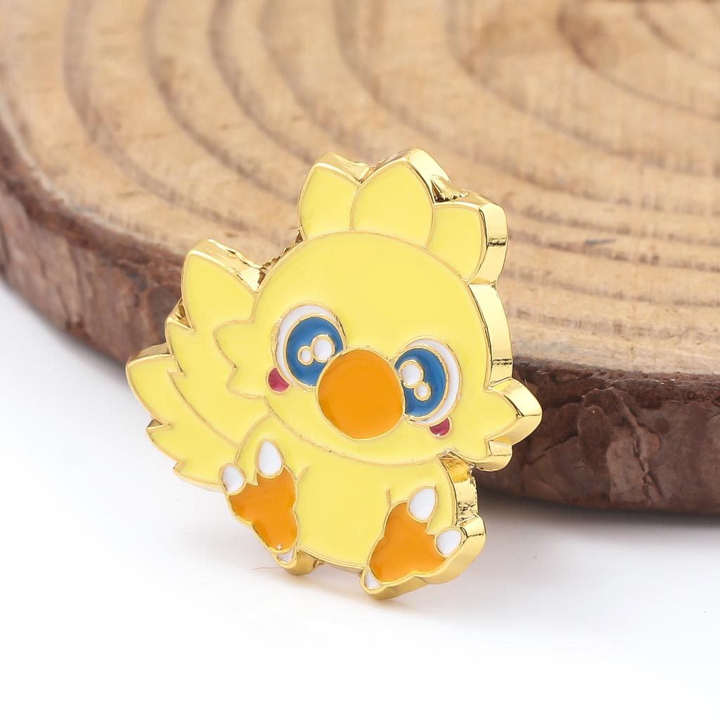 Game Final Fantasy Mascot Brooch Game Character Cute Cartoon Yellow Chocobo Bdage For Women Men Backpack Charm Jewelry Gifts