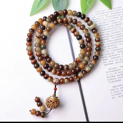 Dunhuang Bodhi 108-Bead Necklace & Bracelet with Colorful Apple Beads and Ruyi Running Ring for Men and Women