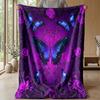 Purple Butterflies and Roses Theme Blanket Lightweight Warm Flannel Blanket Decorative Throw Blanket for Home Decoration