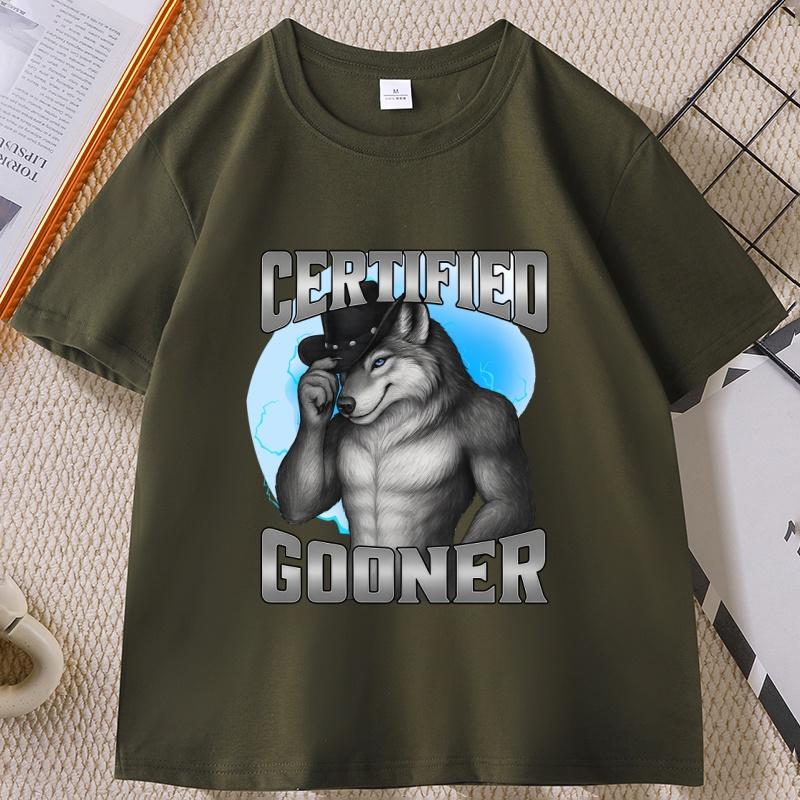 Zertifiziertes Gooner T-Shirt Lustiges Werwolf-Meme T-Shirt Lässiges Baumwoll-Kurzarm für Unisex Damen Humor T-Shirt Unisex Kleidung