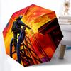 1 pièce Parapluie Pliant Automatique Flamme de Pompier, Design Portable et Pliable avec 8 Baleines, Accessoire Extérieur Décontracté, Parapluie Coupe-vent10