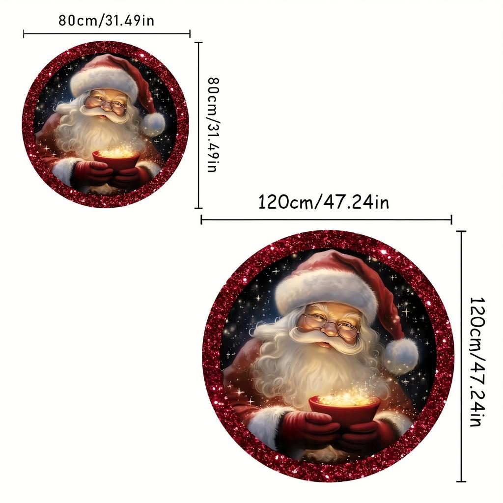 Luxurious Christmas Santa Claus Pattern Round Shape Floor Mats Kitchen Hallway Runner Rug Bedroom Living Room Soft Carpet Non-slip Area Rug
