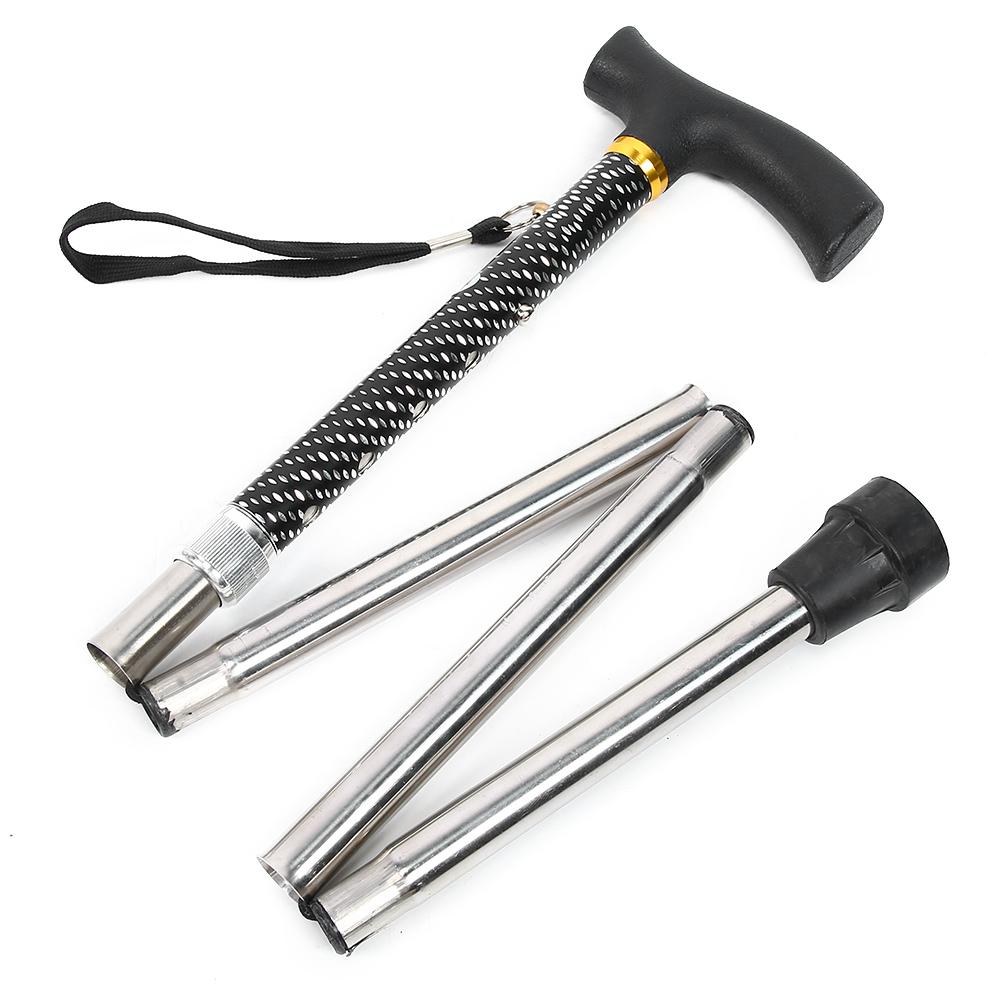 Walking Cane Adjustable Height Handle Crutch Folding Foldable Trekking Hiking Pole
