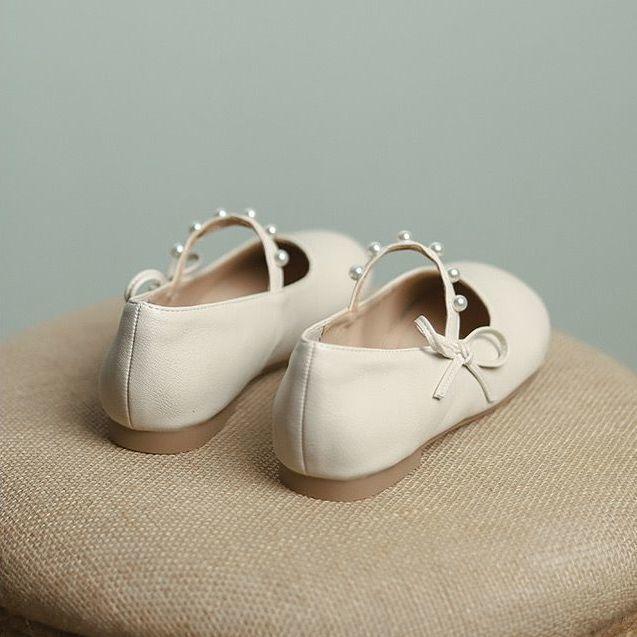 Summer bow pearl comfort  versatile fairy flat beanie shoes female chain single shoe style