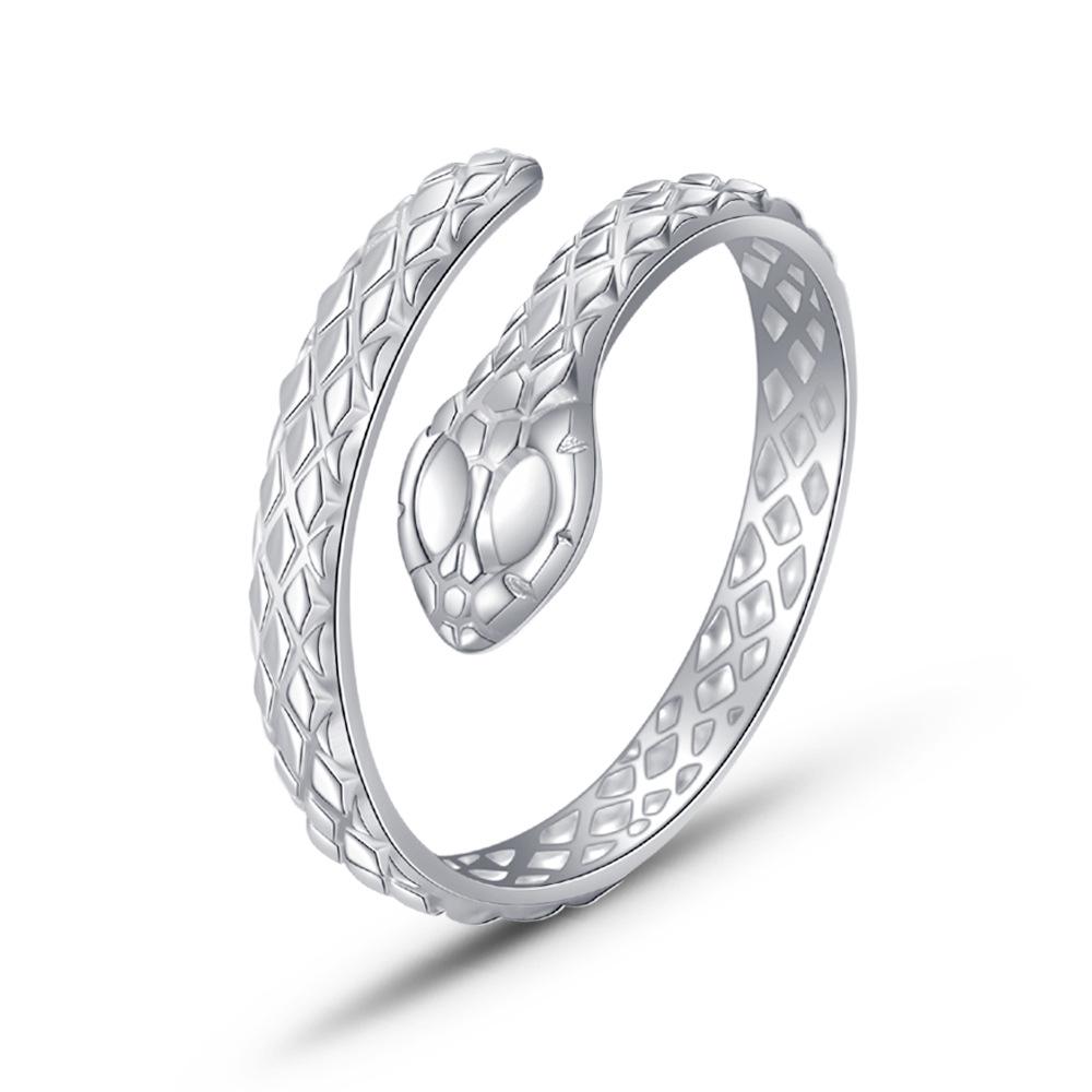 Gold-Plated Snake Shape Adjustable Stainless Steel Ring for Men and Women - Hip Hop Style Accessory