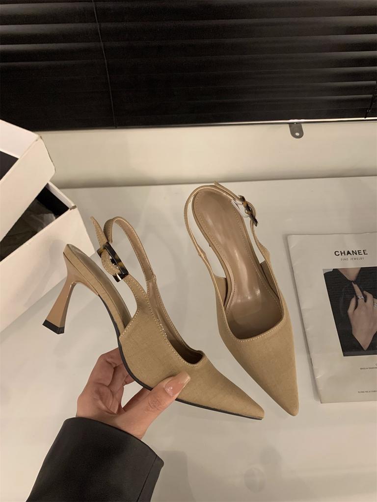 Niche high heels bag head sandals fairy shoes new temperament socialite black single shoes