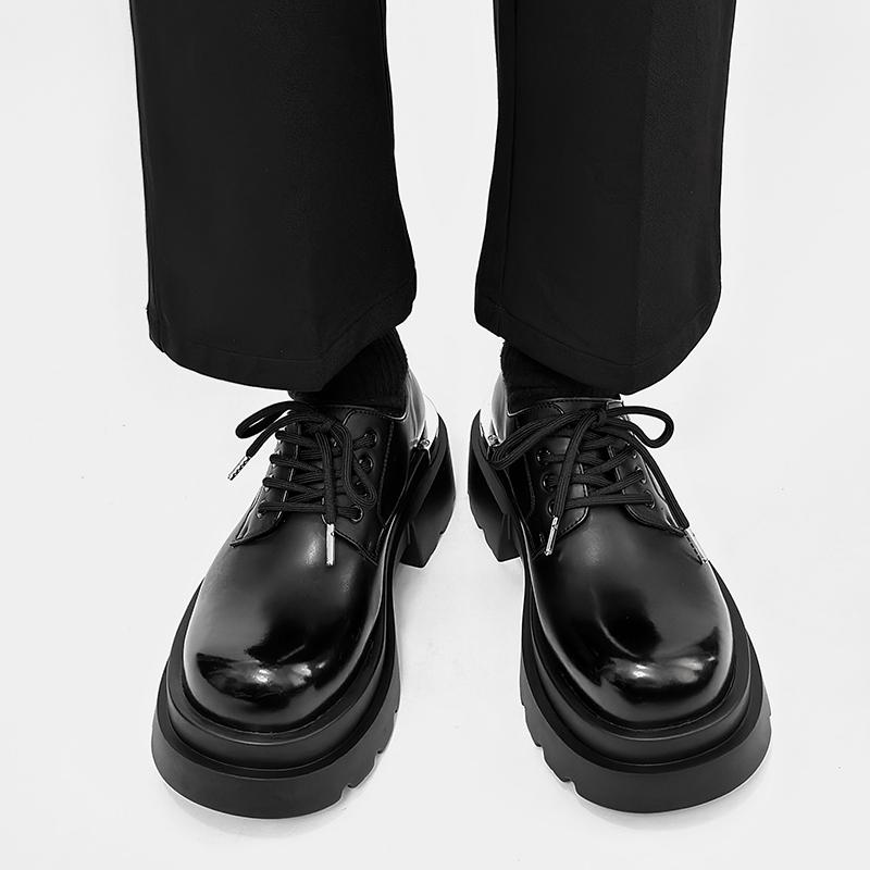 Fashion Trendy Thick Soled Men's Leather Shoes High-quality Casual Versatility Fashion Designer Style Party  Height Increasing Shoes