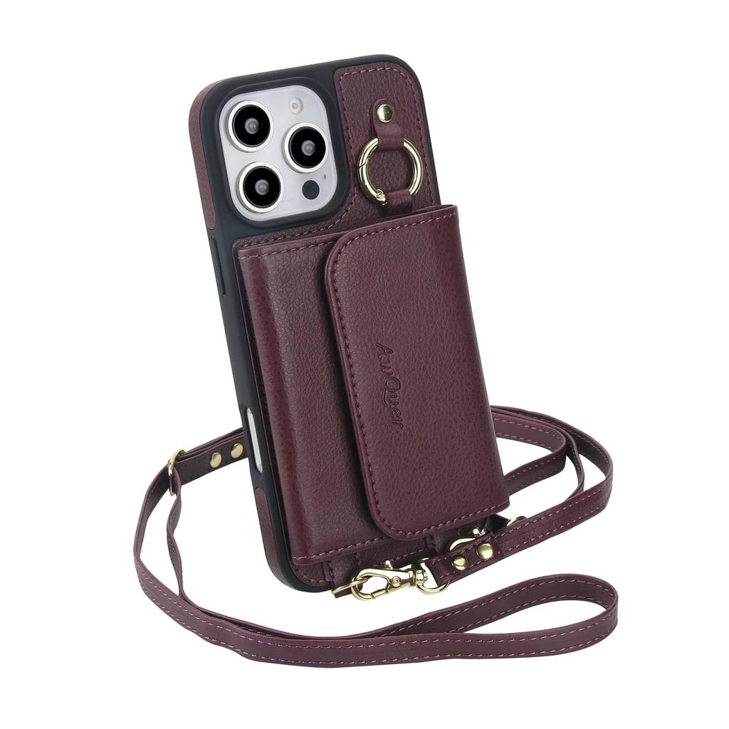 Designed for iPhone 16e/16/15/14/13/12 Pro Max Wallet Case Detachable Wallet Case with Crossbody Strap [Compatible with MagSafe]