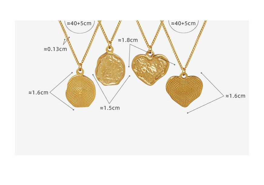 Gold-Plated Titanium Steel Heart Pendant Necklace with Embossed Design - European/American Style