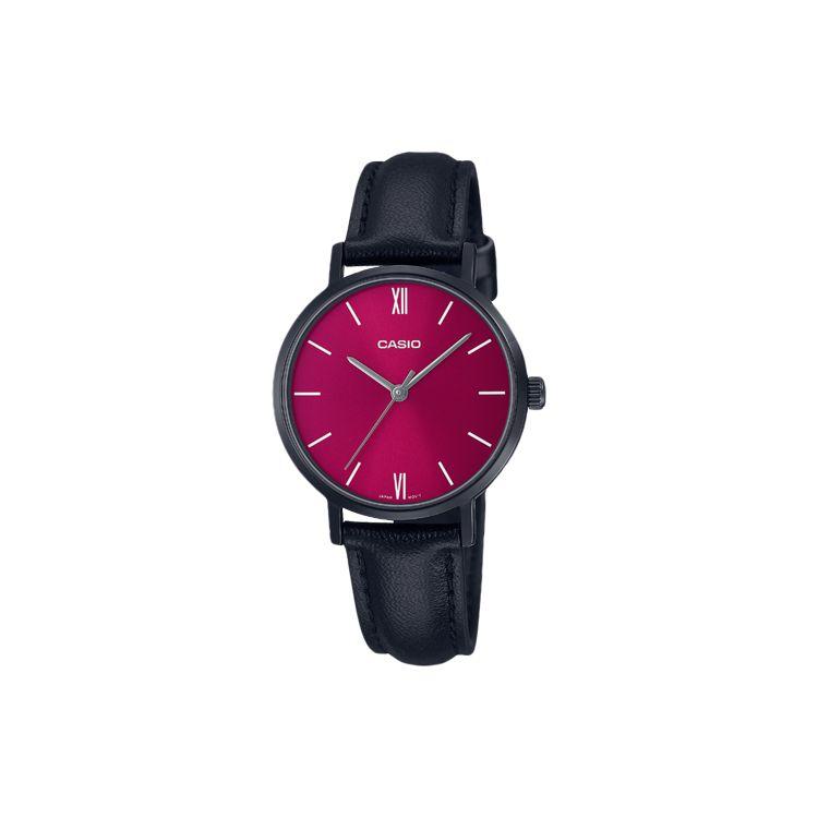 

Casio Standard Series Minimalist Fashion Quartz Movement Leather Strap Watch Women watches Pink LTP-VT02BL-4A Pink Watch Dial