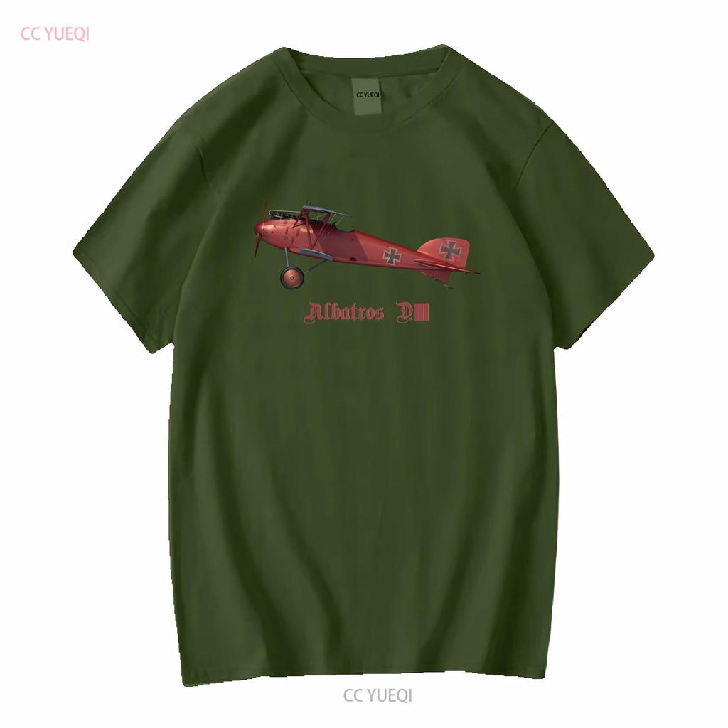 WW1 German Fighter Albatros D III Jersey  T Shirt long or sleeves vintage Washed graphic fashion Versatile Stretched Slightly