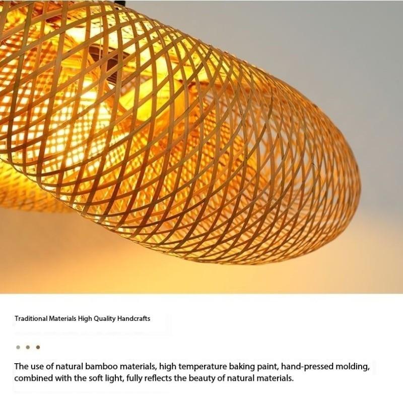 Bamboo Lantern Pendant Lamp Japanese Style Retro Hanging Chandelier Restaurant/Teahouse Bar Ceiling Lighting Fixture