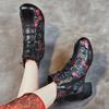 Fashion 2024 New Autumn Aed Winter For Warmth Genuine Leather Shoes Women Boots Round Toe Print Sewing Zip Retro Leisure Platform Boots