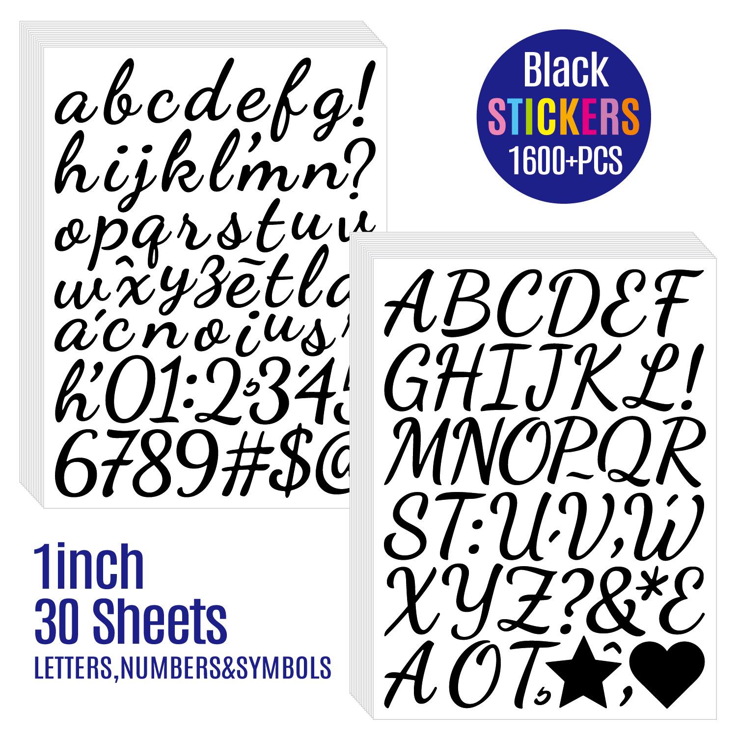 

1-inch Letter Sticker Bright Film Handwriting Set Stationery Toy Reader Kindle Decorative Alphanumeric Stickers