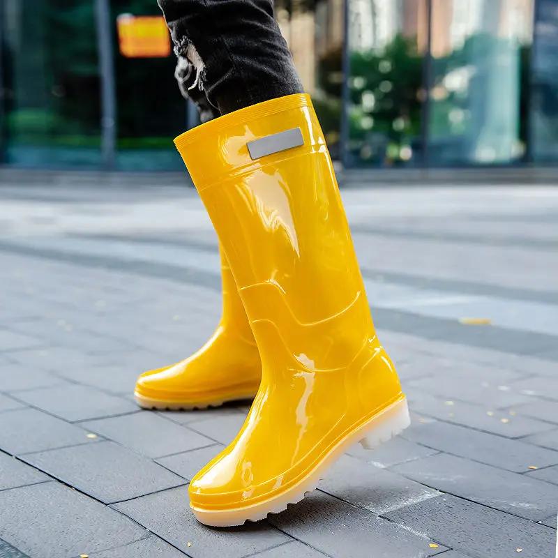 Spring Autumn Solid Color Male Shoes Work High Low Heel Fashion Wide Toes 2026 Waterproof Resistant Designer Men's Rain Boots