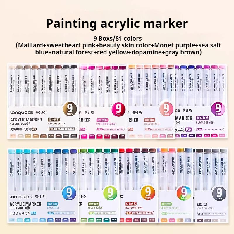 Languo Acrylic Marker Pen Soft Head Art Markers Painting Pen for Rock Painting Mug Glass Ceramic DIY Graffiti Acrylic Paint Pens