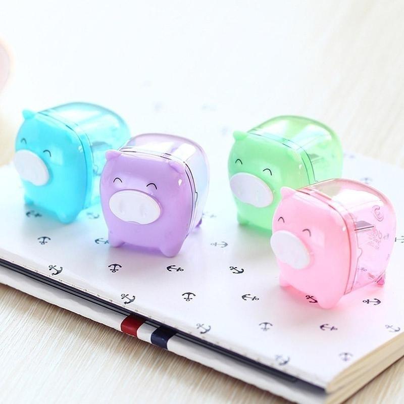 2 szt. Temperówka do ołówków kolor losowy kolor! mini świnka przezroczysty plastik standard