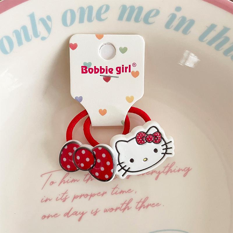 Newins Kids Cute Red Cat Hair Tie & Clip Set for Girls