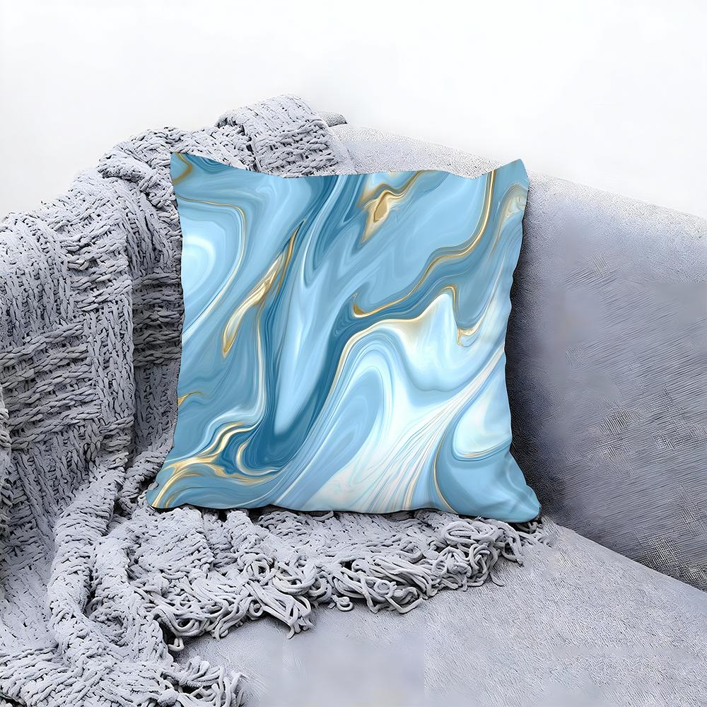 Elegant White Marble Pattern Cushion Cover Premium Comfort Reversible Pillow Cove Two In One Design for Any Room Car Interior