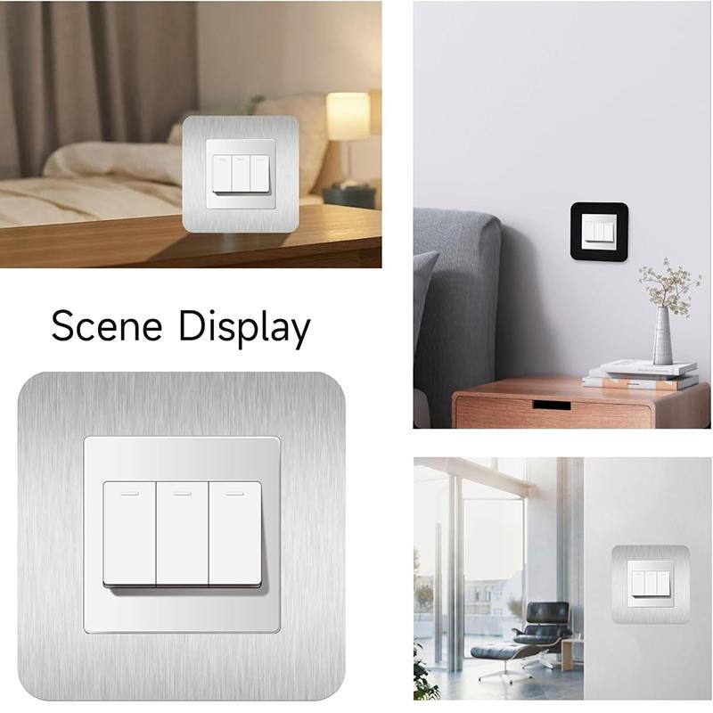 3PCS Light Switch Cover Plates Silver,Light Switch Surround, Acrylic Single Light Switch Covers, Switch Sticker Cover for Home Decoration