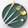 4Pcs/set Gold Cutlery Set Round Fork Knife Spoon Dinnerware Set 18/8 Stainless Steel Matte Tableware Set Wedding Flatware Set
