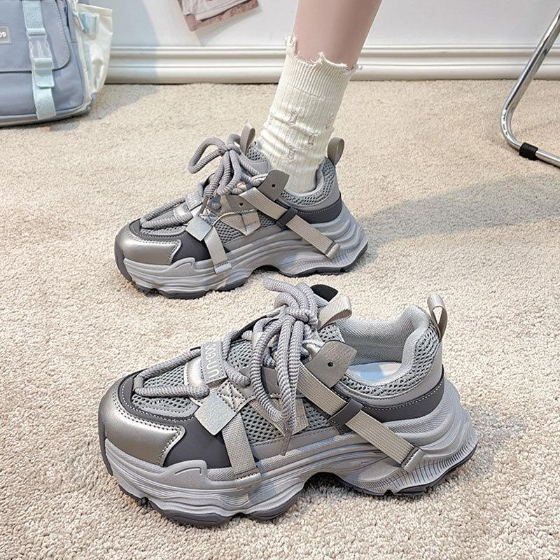 Mesh dad shoes women's platform muffin autumn new versatile small height increase casual women's shoes