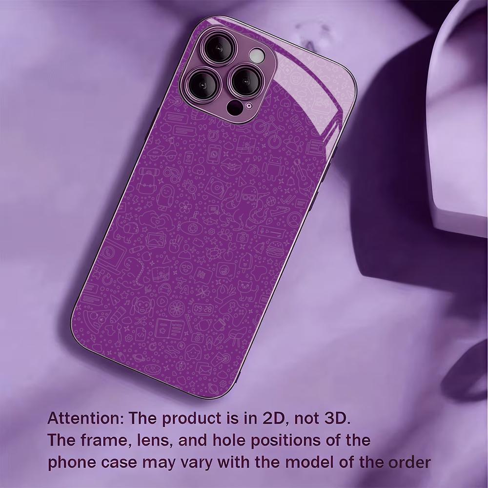 Purple White Line Art Doodle for coque iphone for iphone 17 case Fashion Case fundas Glass for iPhone 17 16 15 14 13 pm Pro Plus
