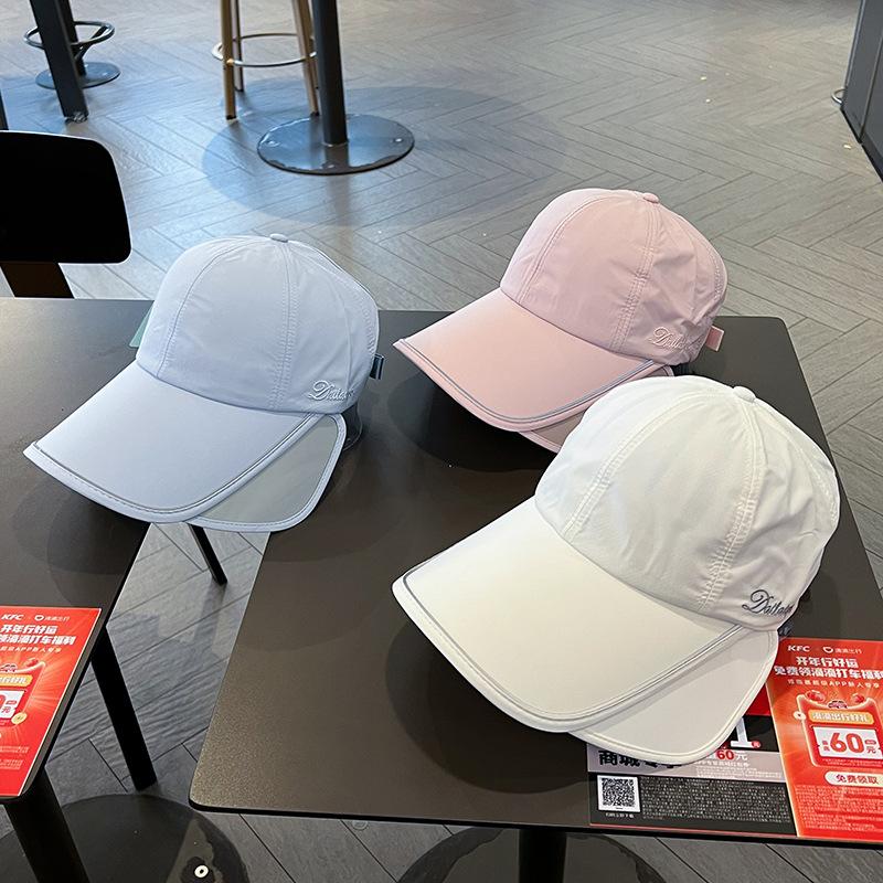 Sun protection baseball cap for women, summer thin, breathable, quick-drying, retractable, foldable, sun-shading cap with extended brim for men