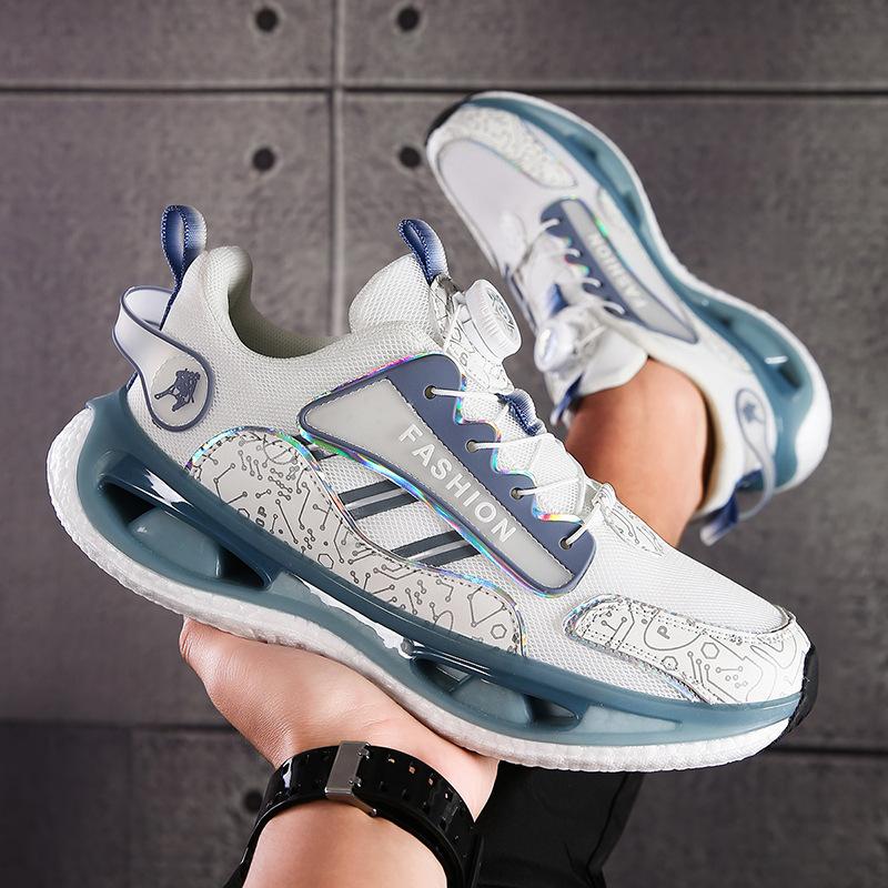 

2025 новые летние сетчатые дышащие кроссовки мужская обувь модная повседневная студенческая вращающаяся кнопка беговые кроссовки мужские 45