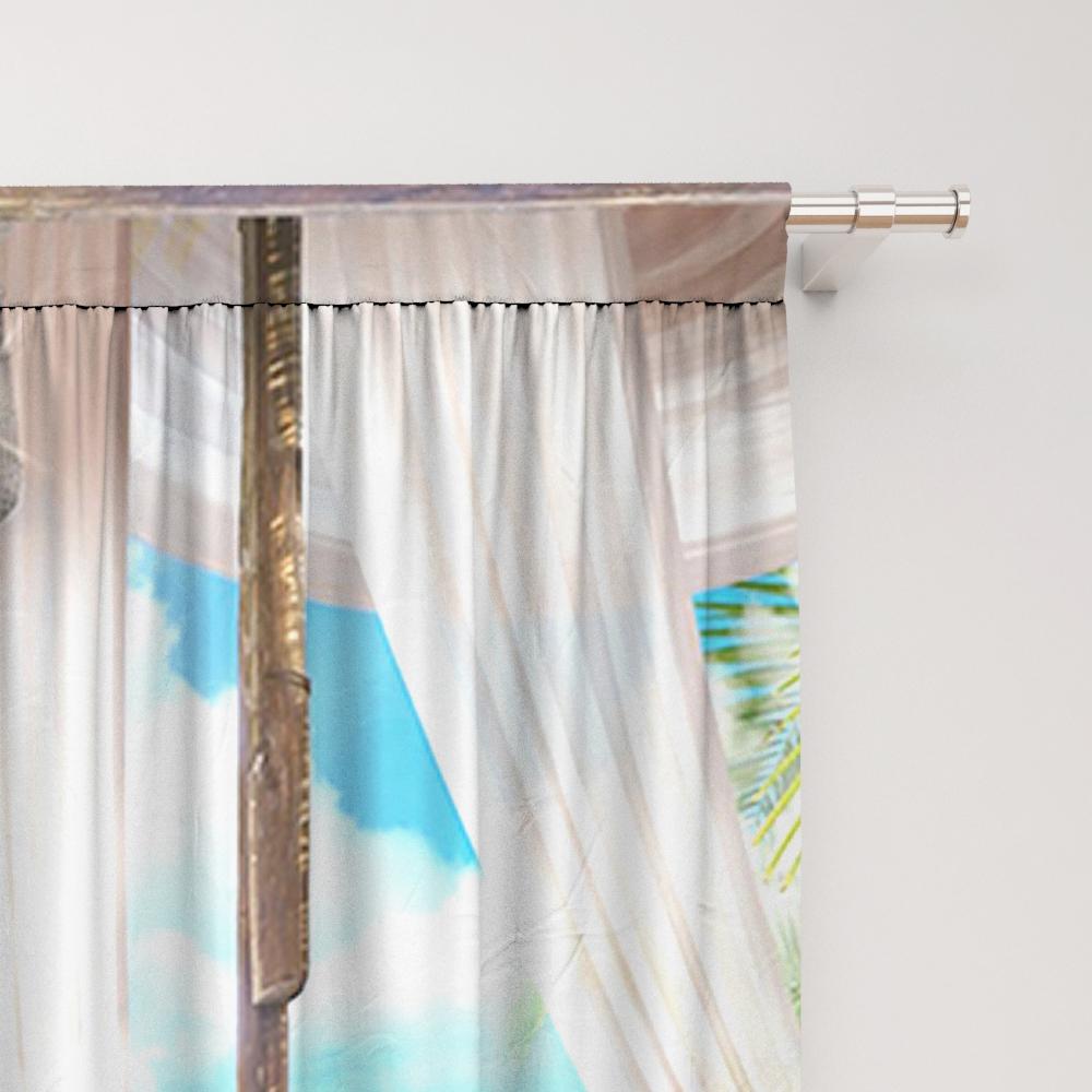 2PC Home Decoration Curtains, Beautiful Scenery With Pole Pocket Curtains, Kitchen, Coffee Shop, Living Room, Balcony, Garden