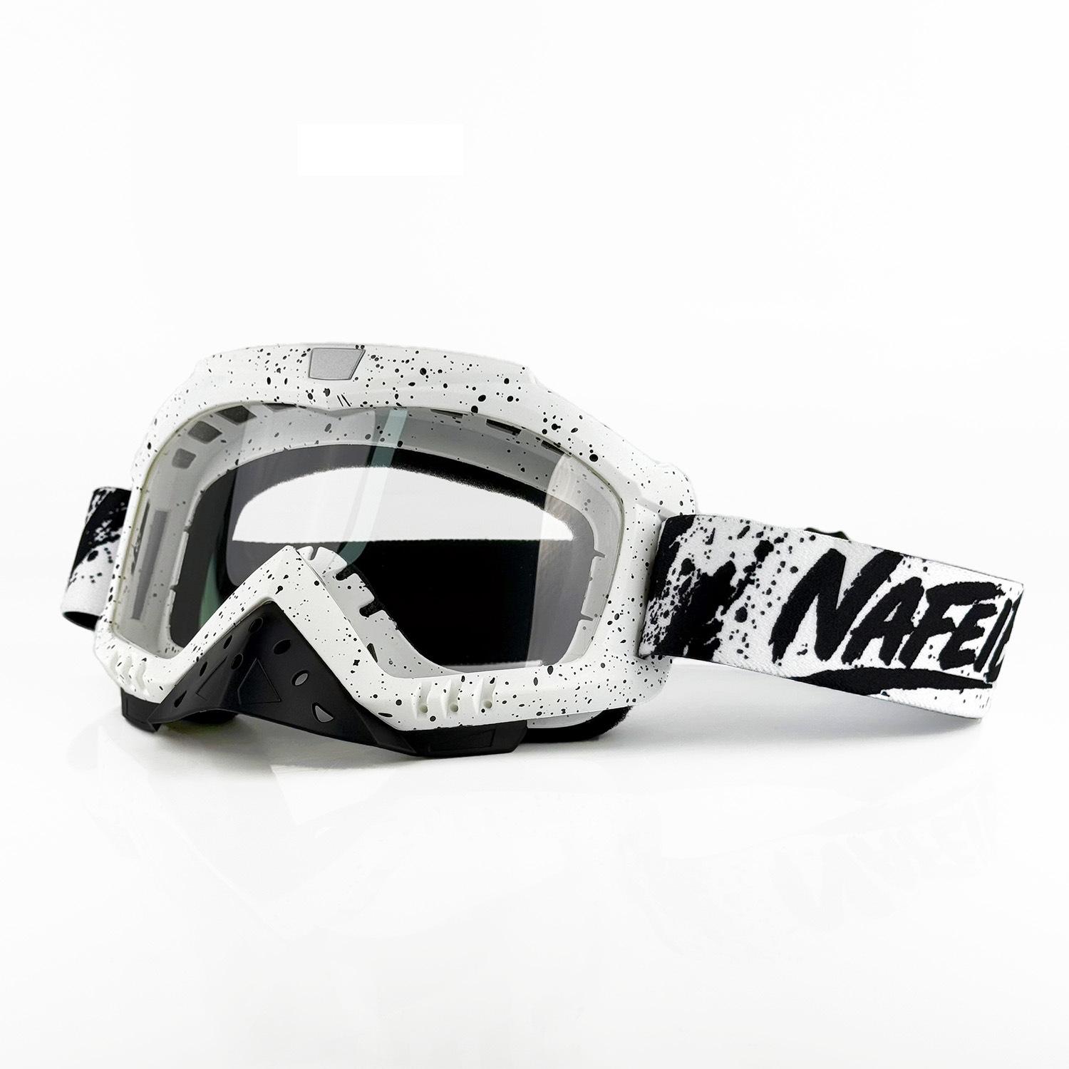 Ski motorcycle goggles, wind and sand protection glasses, outdoor sports snowmobile off-road riding прозрачный белый