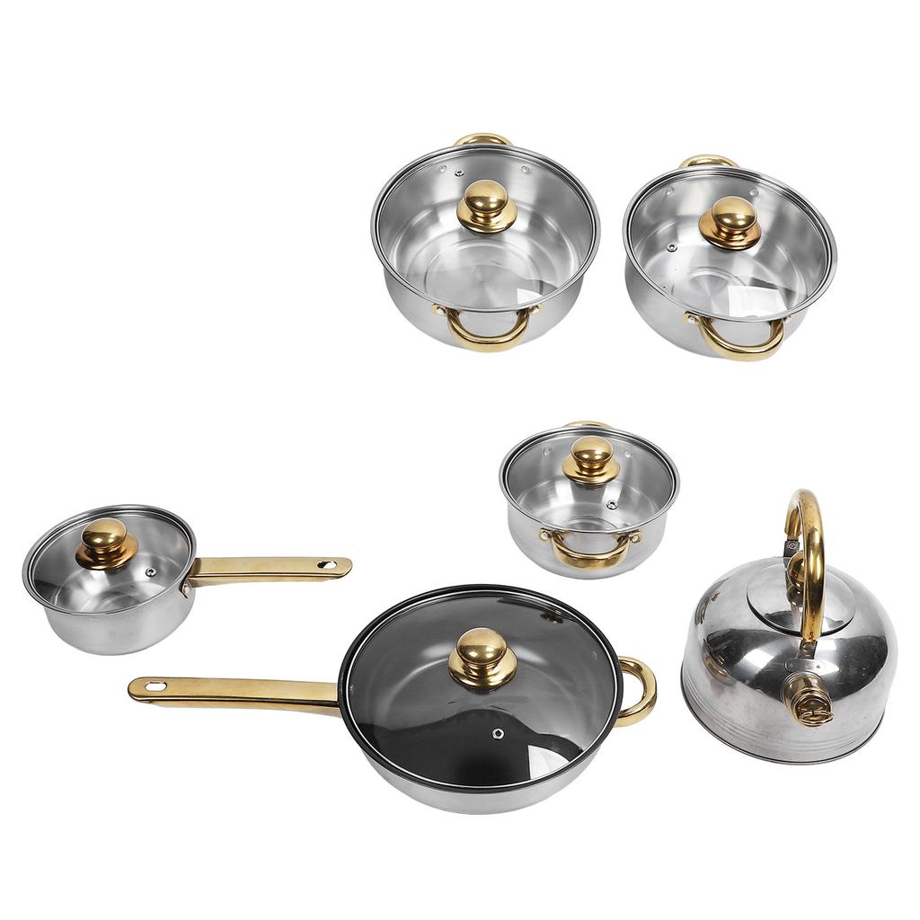 Kochgeschirr-Set aus Edelstahl, rostfrei, stäbchensicher, sicheres Pfannen-Topf-Set für Zuhause, Küche, Restaurant