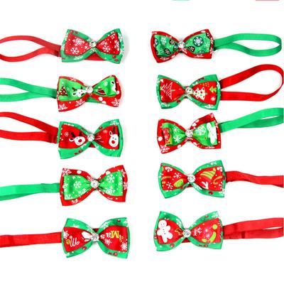 Pet  Collar Christmas Series Adjustable Flashing Diamonds Pet Bow Tie Collar