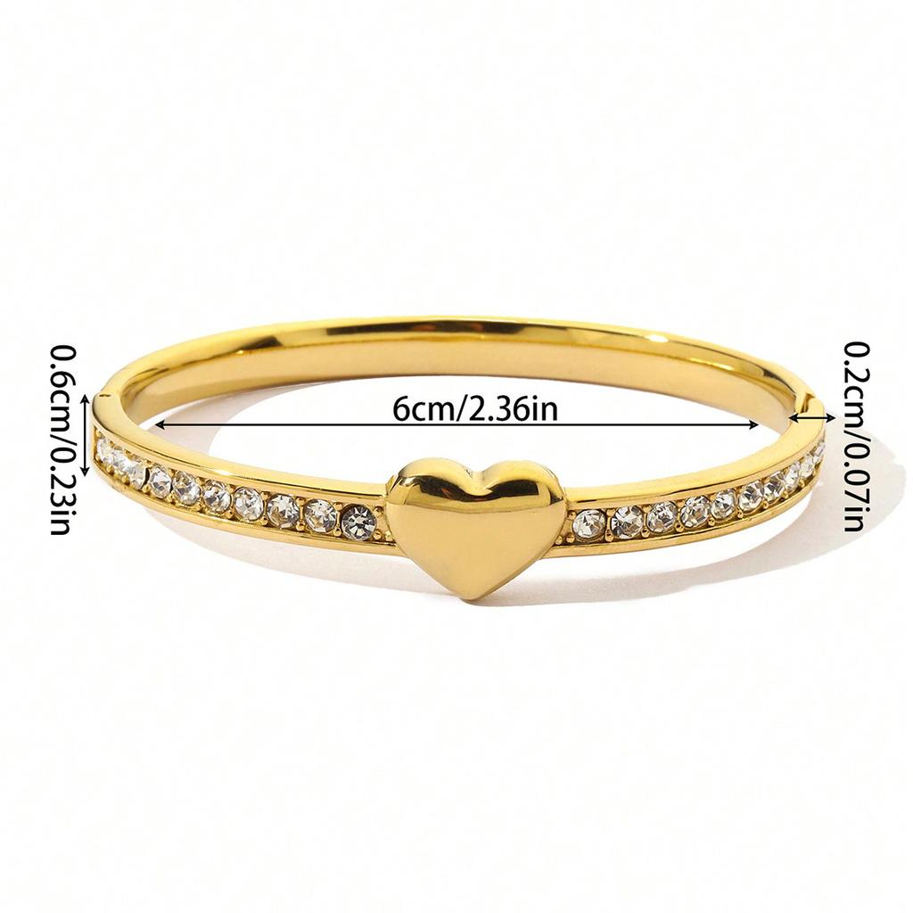 European and American Titanium Steel Bracelet Open Bracelet Heart Shaped Hand