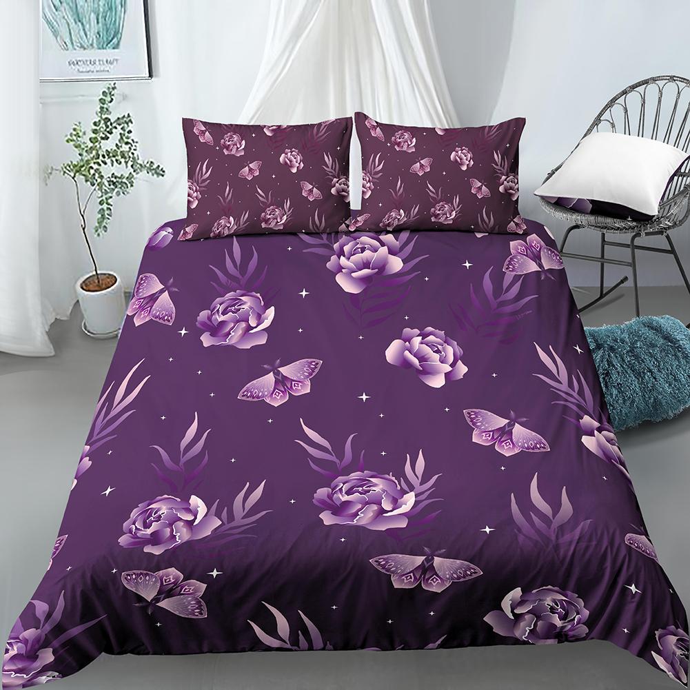 

Moth Butterfly Moon Duvet Cover Set Divination Style Comforter Cover With Pillowcase King Queen Size For Teen Adults Bedding Set EU single(135x200cm)