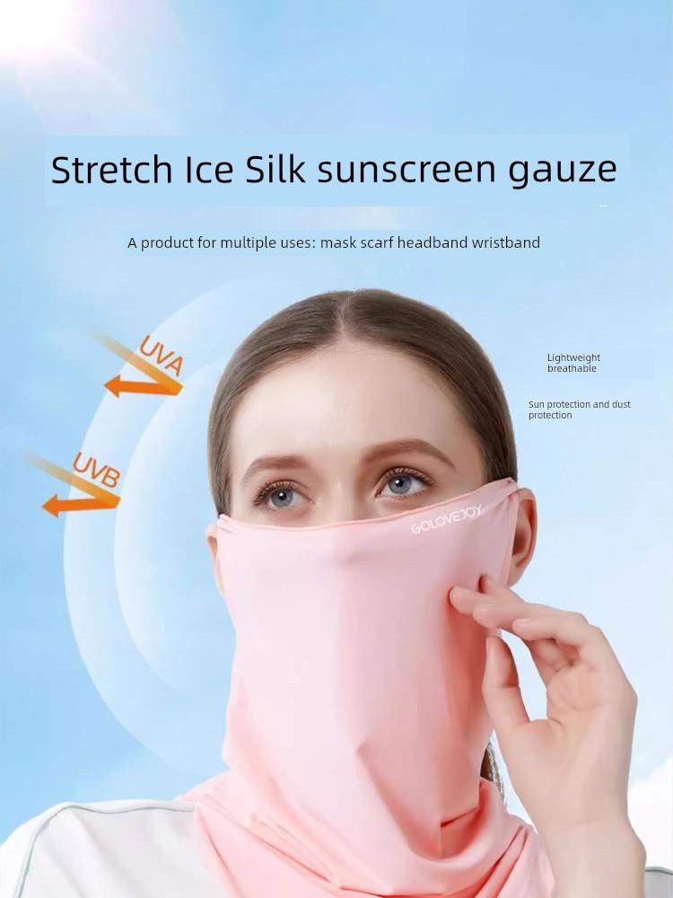 Ice Silk Full Face Women Sun Mask Scarf Bandana
