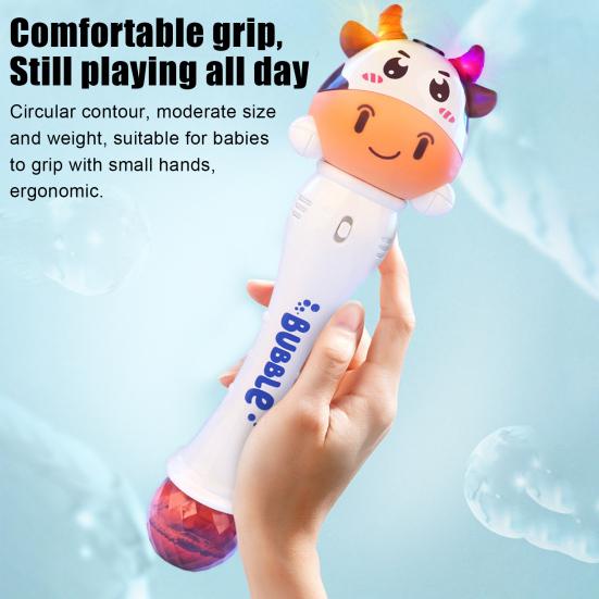 Cartoon Animal Bubble Maker Wand with Sound Light Cow Deer Shape