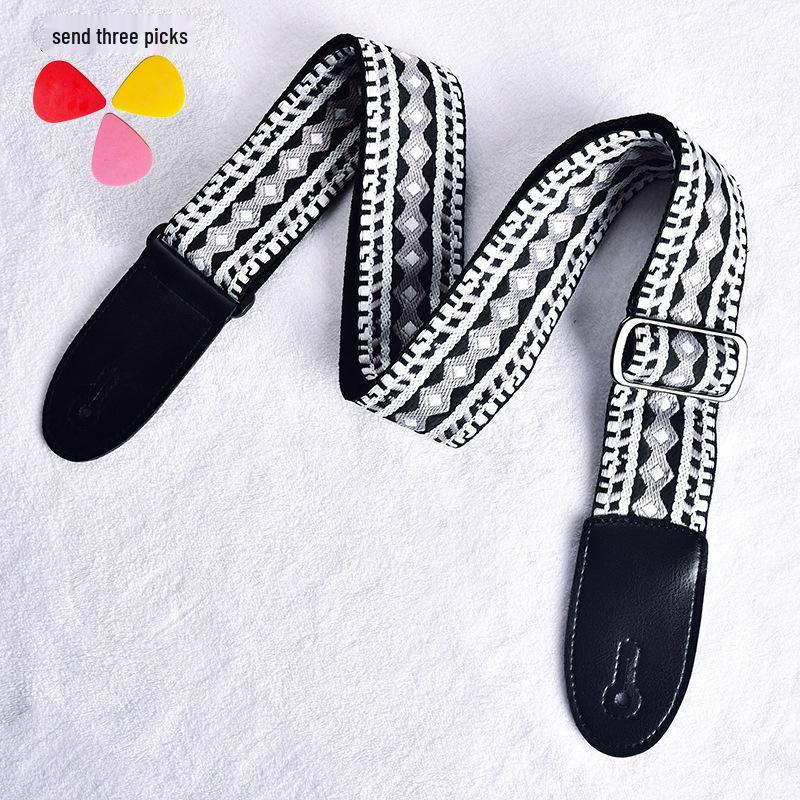 Premium Embroidered Guitar Strap for Acoustic and Electric Guitars