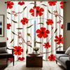 2pc Gorgeous Style Red Floral Print Curtains   Polyester Fabric   Machine Washable   Suitable for Bedroom Living Room Decoration