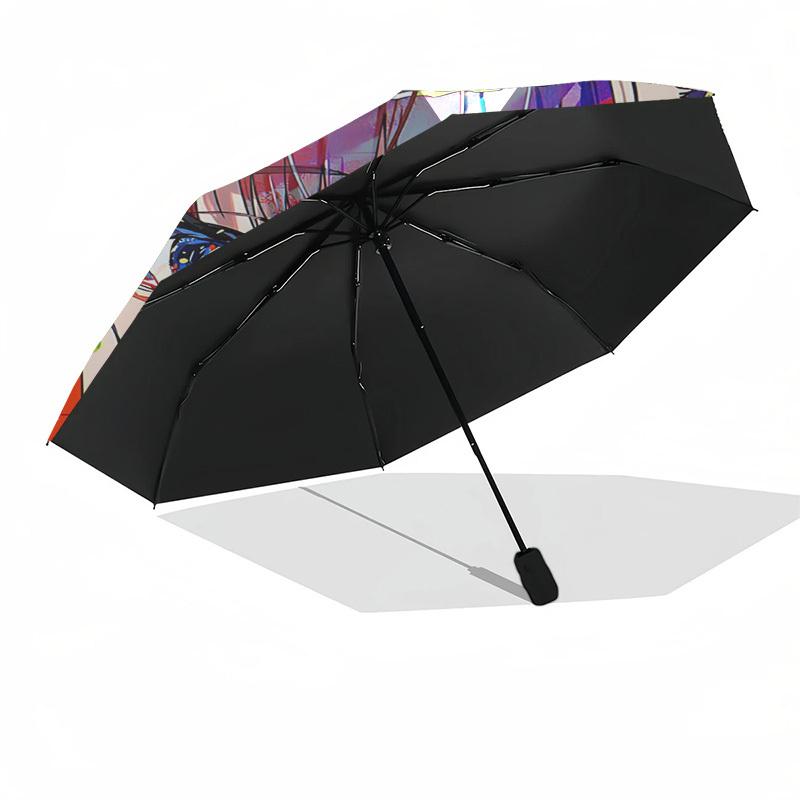 1pc Outdoor Umbrella with Anime Character Design - Automatic Opening/Closing, Portable 3-Fold Design, 8-Rib Iron Frame - Perfect Gift for Fans, T