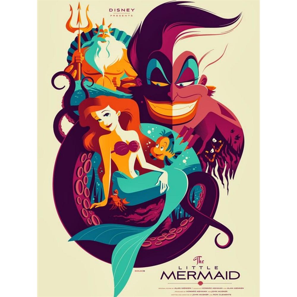 

Disney Diamond Painting 5D DIY The Little Mermaid Retro Art Poster Art Mosaic Embroidery Decoration Cross Stitch Gift Round 20x30cm