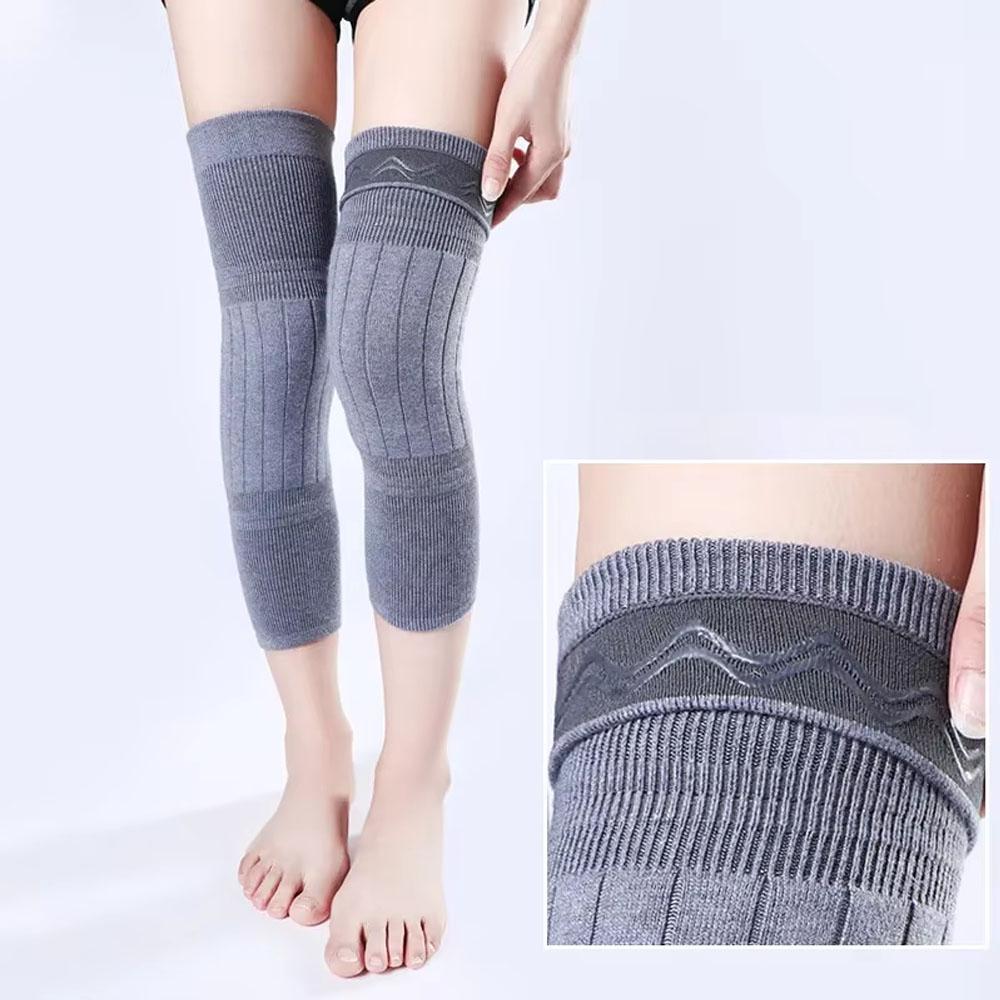 2PCS Winter Warm Wool Cashmere Leg Warmers Sleeves Thick Fleece Lined Knee Pads Brace Support Guard Protector Long Thermal Wraps