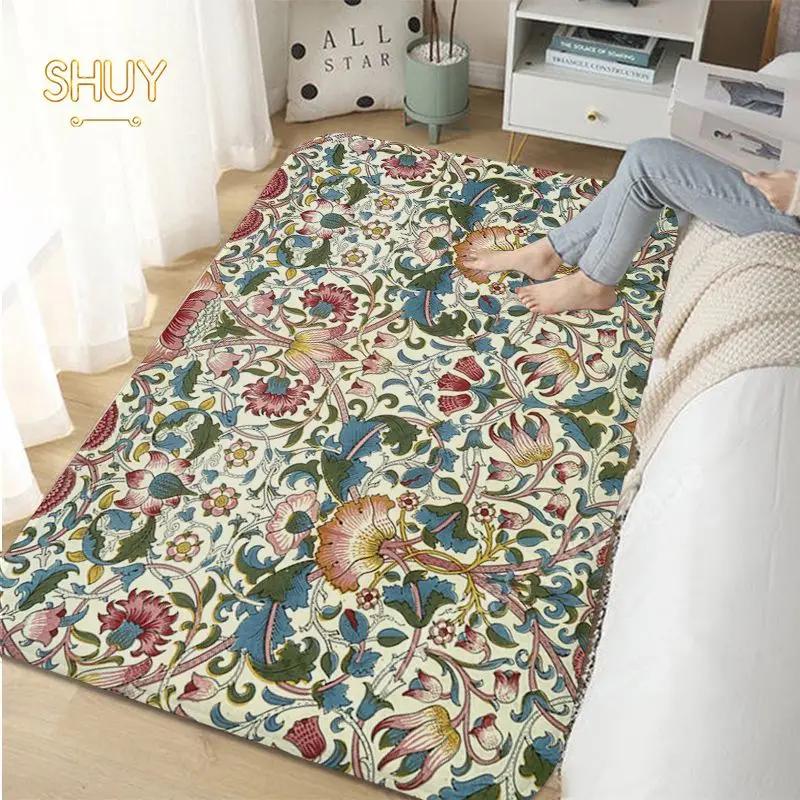 

William Morris Клубничный ковер для спальни Ретро-коврик для гостиной Диван Декоративный коврик Коврики для журнального столика Коврики у кровати Нескользящие коврики 30x50cm-12x20in