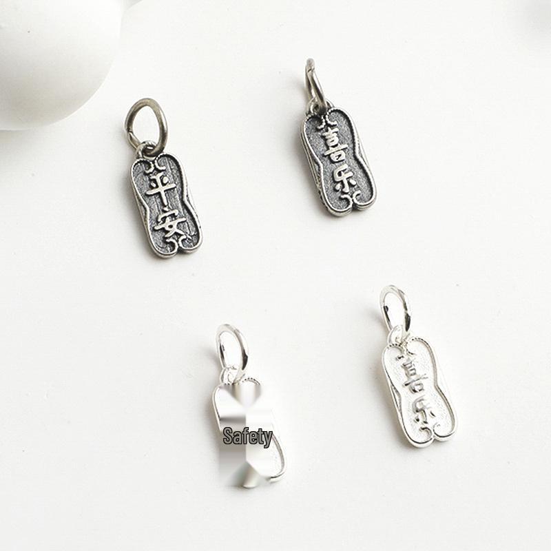 Retro S925 Sterling Silver Peace & Joy Pendant Charm for DIY Beading Handwoven Rope Bracelet Necklace.