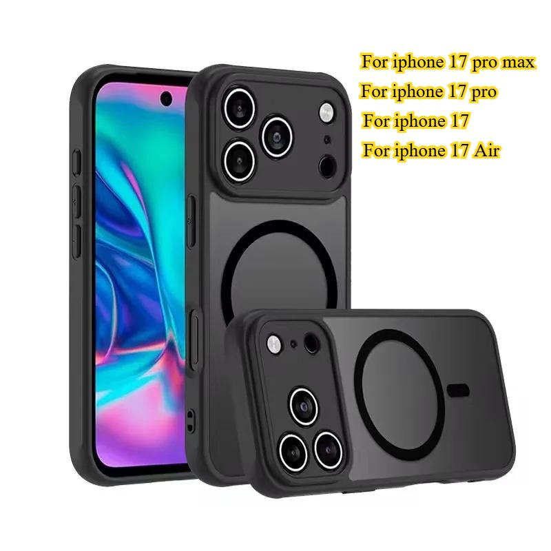 Magnetic Matte Acrylic Phone Case for IPhone 17 Pro Max for Magsafe Wireless Charge PC +TPU Cover for IPhone 17 Air 17pro Shell